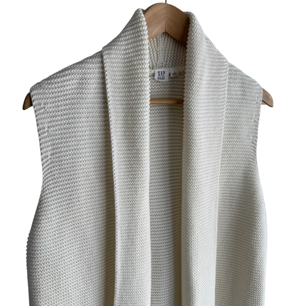 Gap 100% Cotton Sleeveless Cardigan Womens M White Open Front Knit Sweater Vest